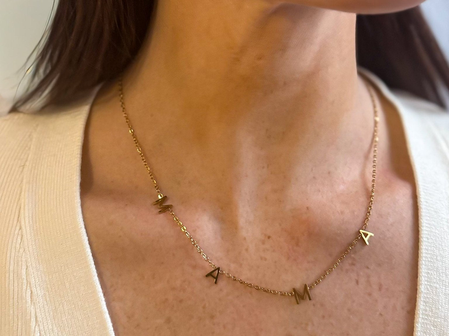 MAMA Block Letter Style 18K Gold Dipped Necklace with Dainty Chain - Love and Lee Apparel