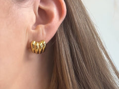 Croissant Square Earrings 18K Gold Plated - Love and Lee Apparel