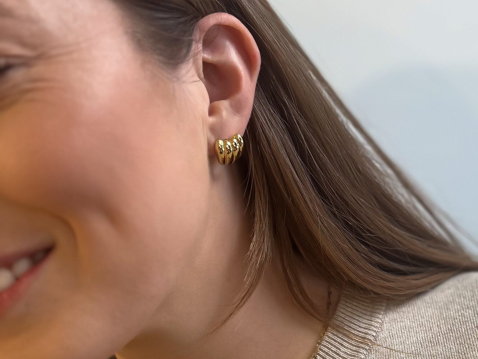 Croissant Square Earrings 18K Gold Plated - Love and Lee Apparel