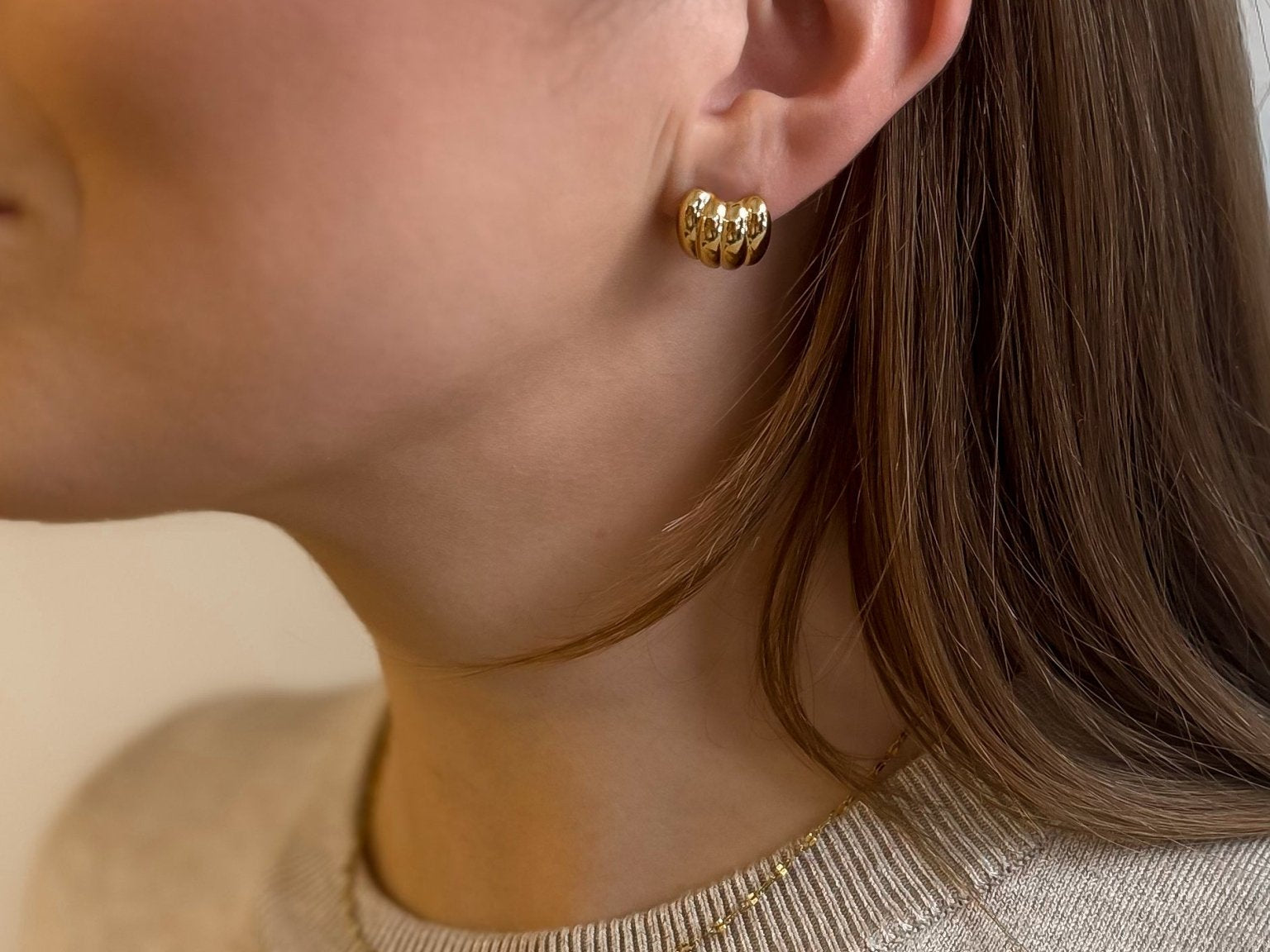 Croissant Square Earrings 18K Gold Plated - Love and Lee Apparel