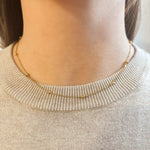 Dainty Beaded Chain Necklace - 18K Gold Plated Steel - Love and Lee Apparel