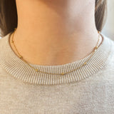 Dainty Beaded Chain Necklace - 18K Gold Plated Steel - Love and Lee Apparel