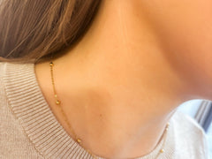 Dainty Beaded Chain Necklace - 18K Gold Plated Steel - Love and Lee Apparel