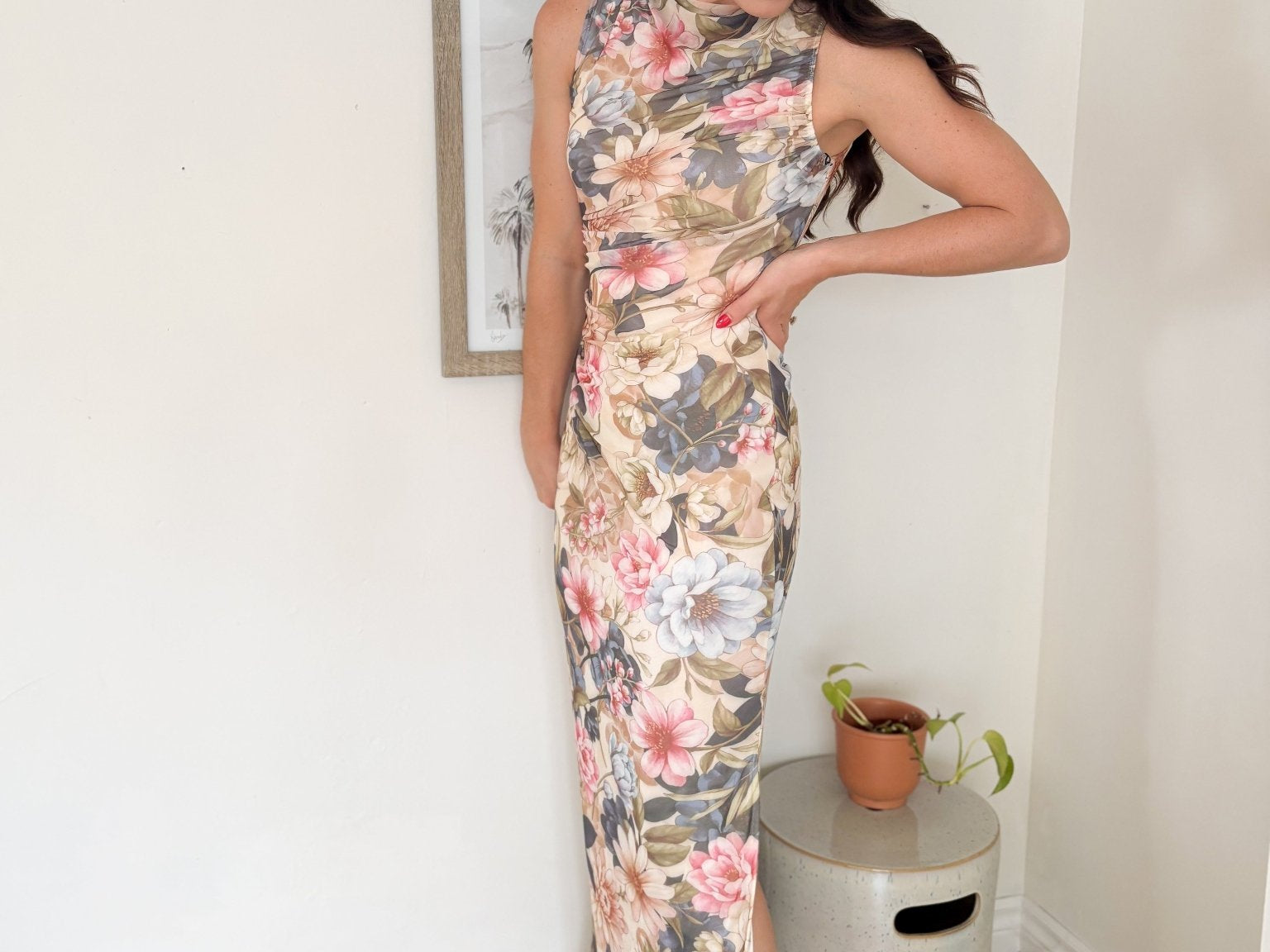 Capri Coast Gathered Mesh Midi Dress - Love and Lee Apparel