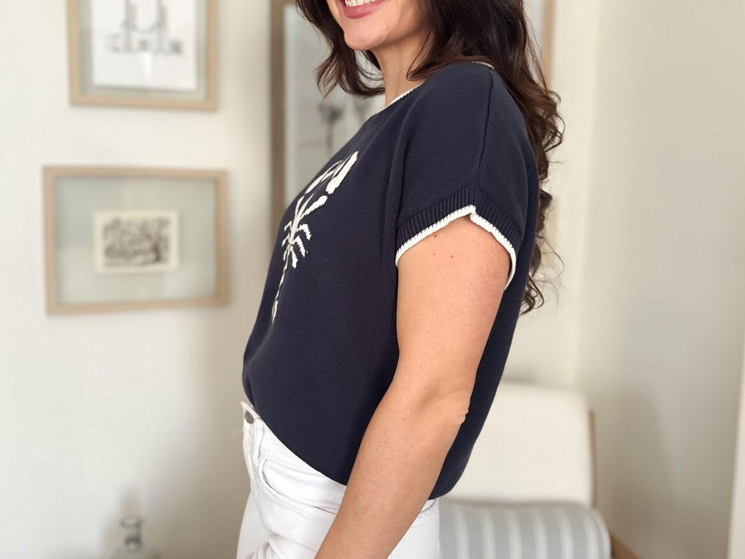 Lobster Motif Short Sleeve Knit Sweater - 2 colours available - Love and Lee Apparel