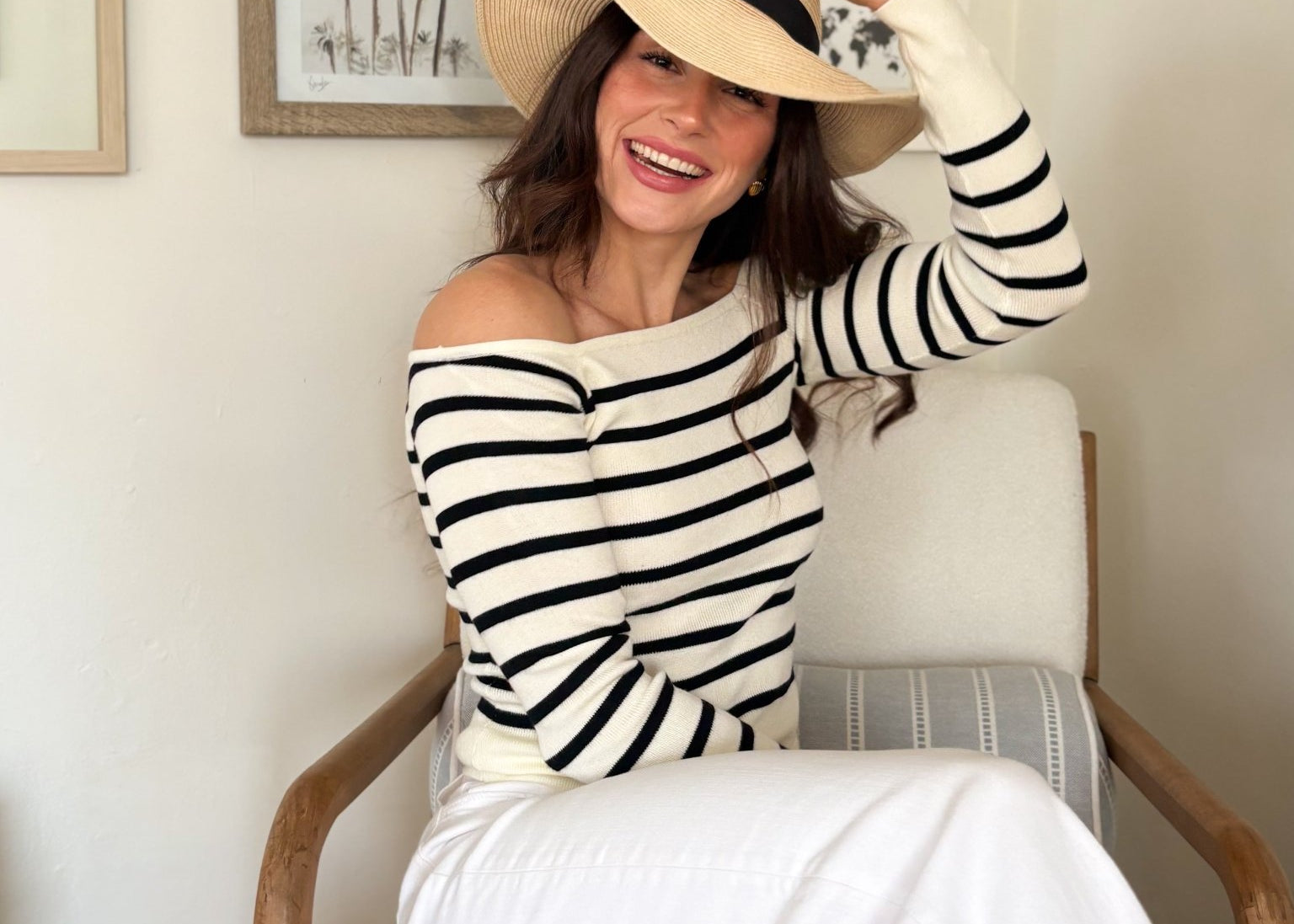 The Sasha Stripe Off the Shoulder Long Sleeve Knit Sweater - Love and Lee Apparel