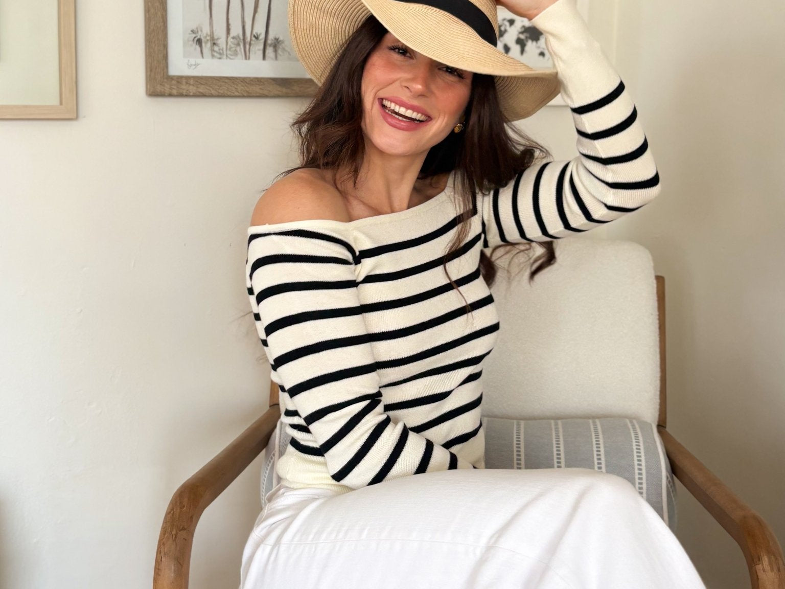 The Sasha Stripe Off the Shoulder Long Sleeve Knit Sweater - Love and Lee Apparel