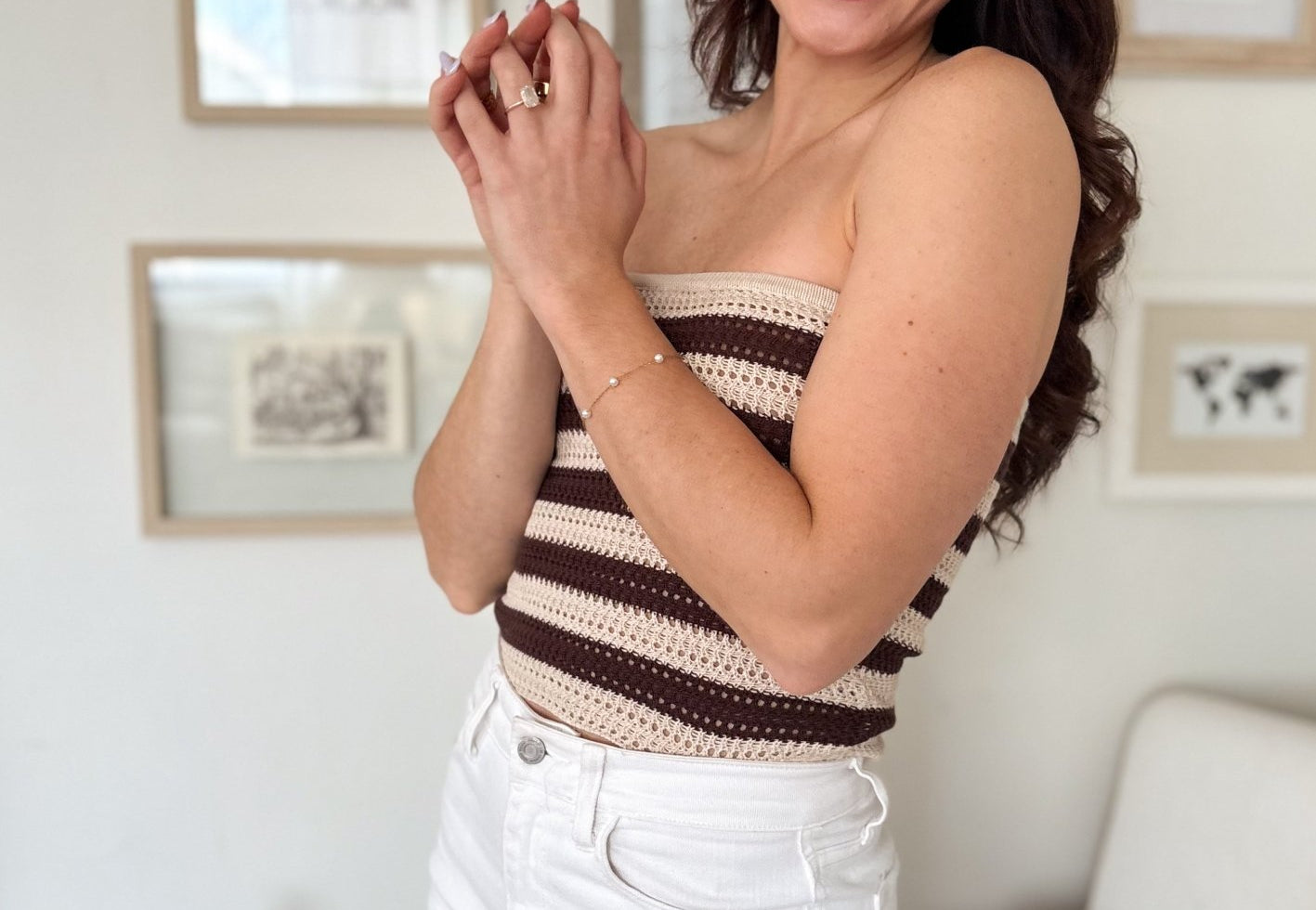 The Pheobe Stripe Strapless Crochet Knit Tube - Love and Lee Apparel