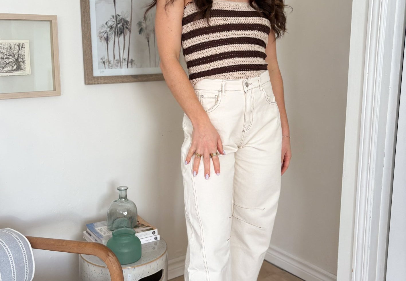The Marla Wide Leg High Waist Cropped Pants in Ecru - Love and Lee Apparel