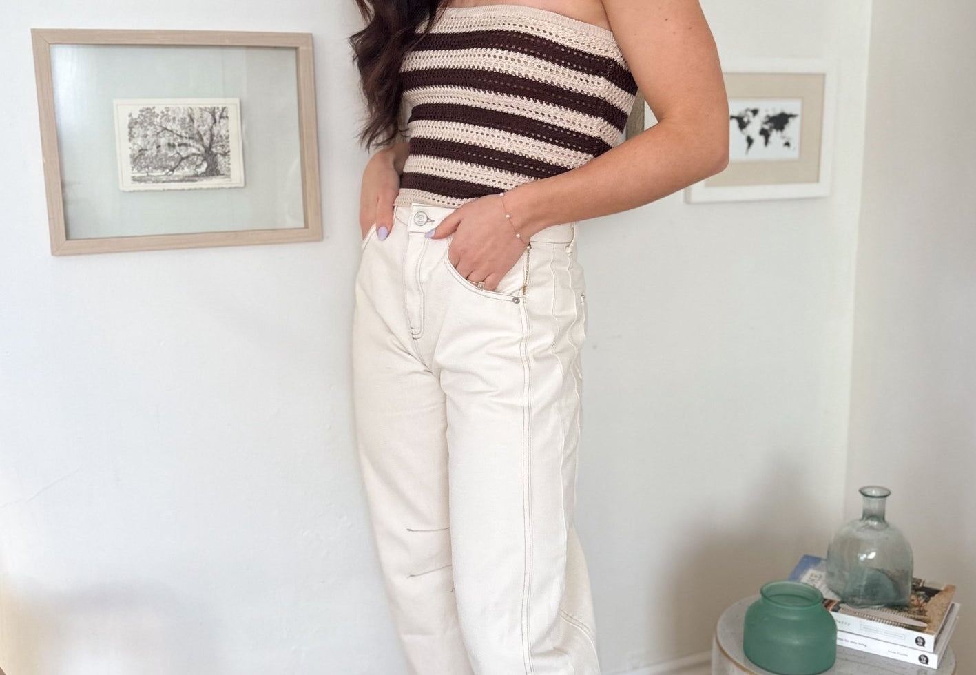 The Marla Wide Leg High Waist Cropped Pants in Ecru - Love and Lee Apparel