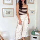 The Marla Wide Leg High Waist Cropped Pants in Ecru - Love and Lee Apparel