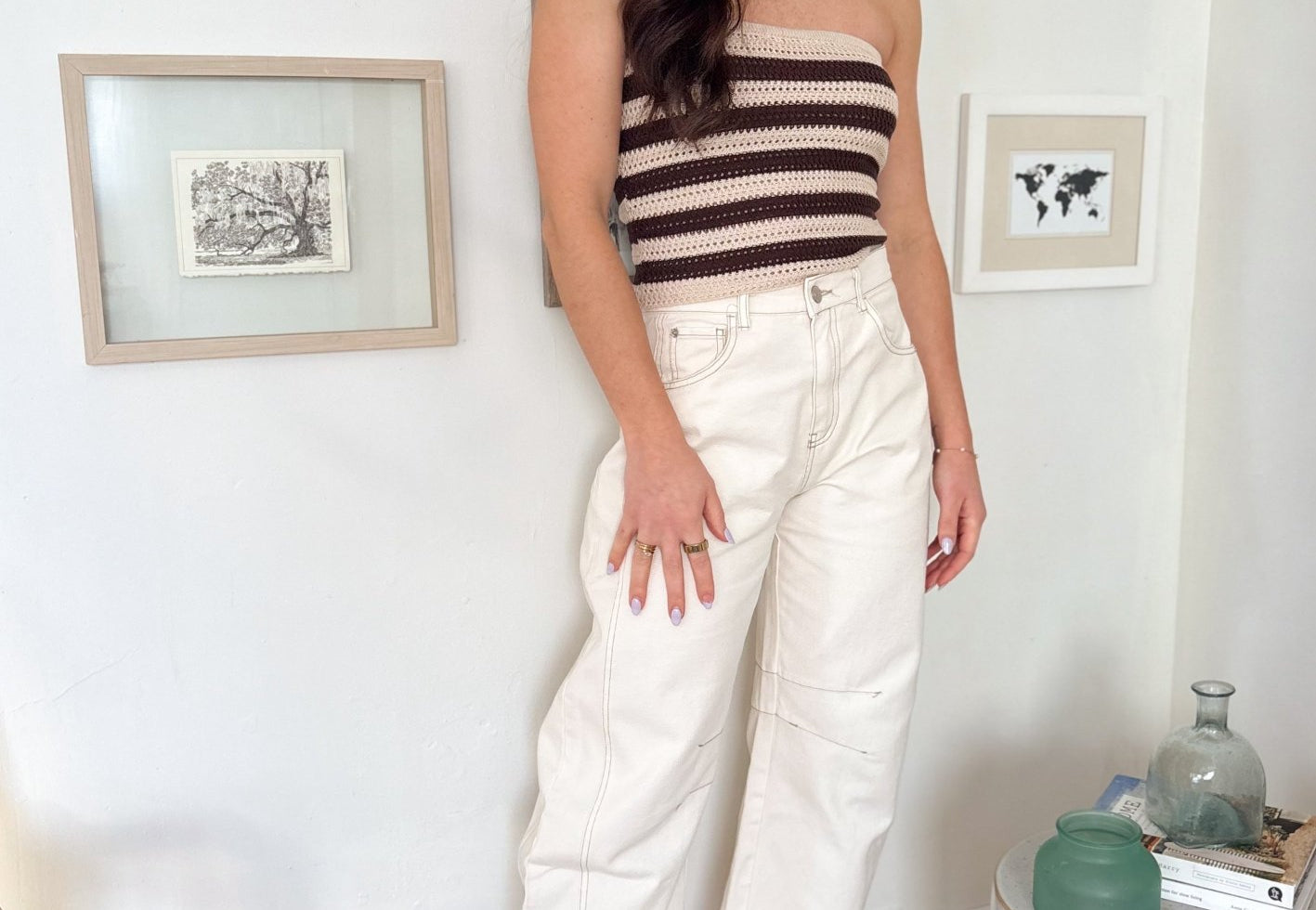 The Marla Wide Leg High Waist Cropped Pants in Ecru - Love and Lee Apparel