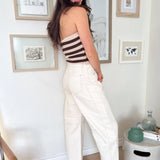 The Marla Wide Leg High Waist Cropped Pants in Ecru - Love and Lee Apparel