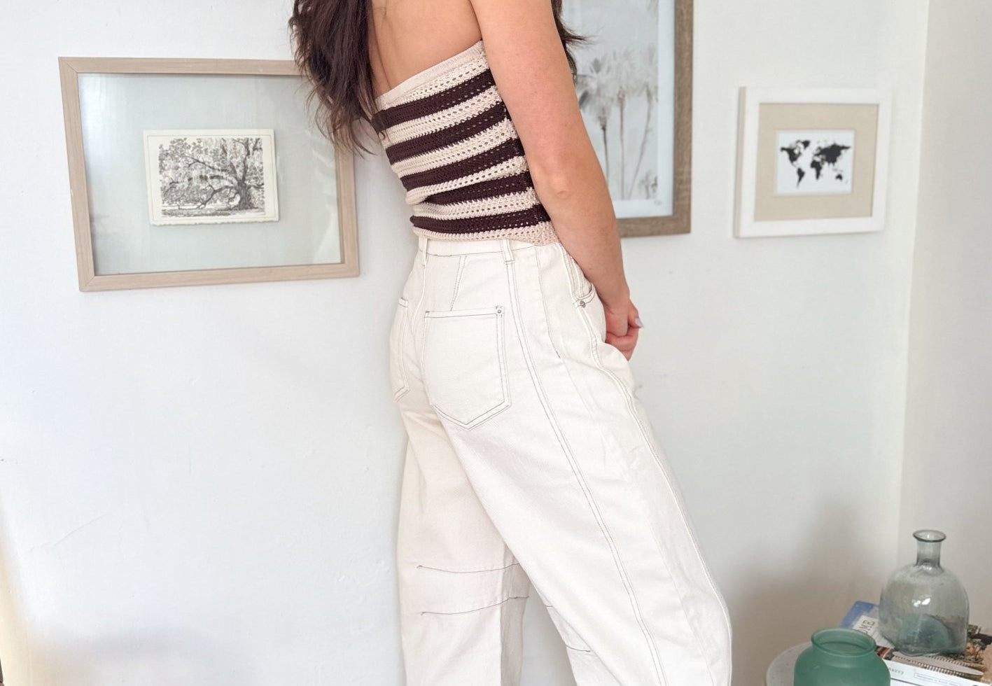 The Marla Wide Leg High Waist Cropped Pants in Ecru - Love and Lee Apparel
