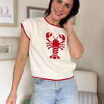 Lobster Motif Short Sleeve Knit Sweater - 2 colours available - Love and Lee Apparel