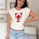Lobster Motif Short Sleeve Knit Sweater - 2 colours available - Love and Lee Apparel