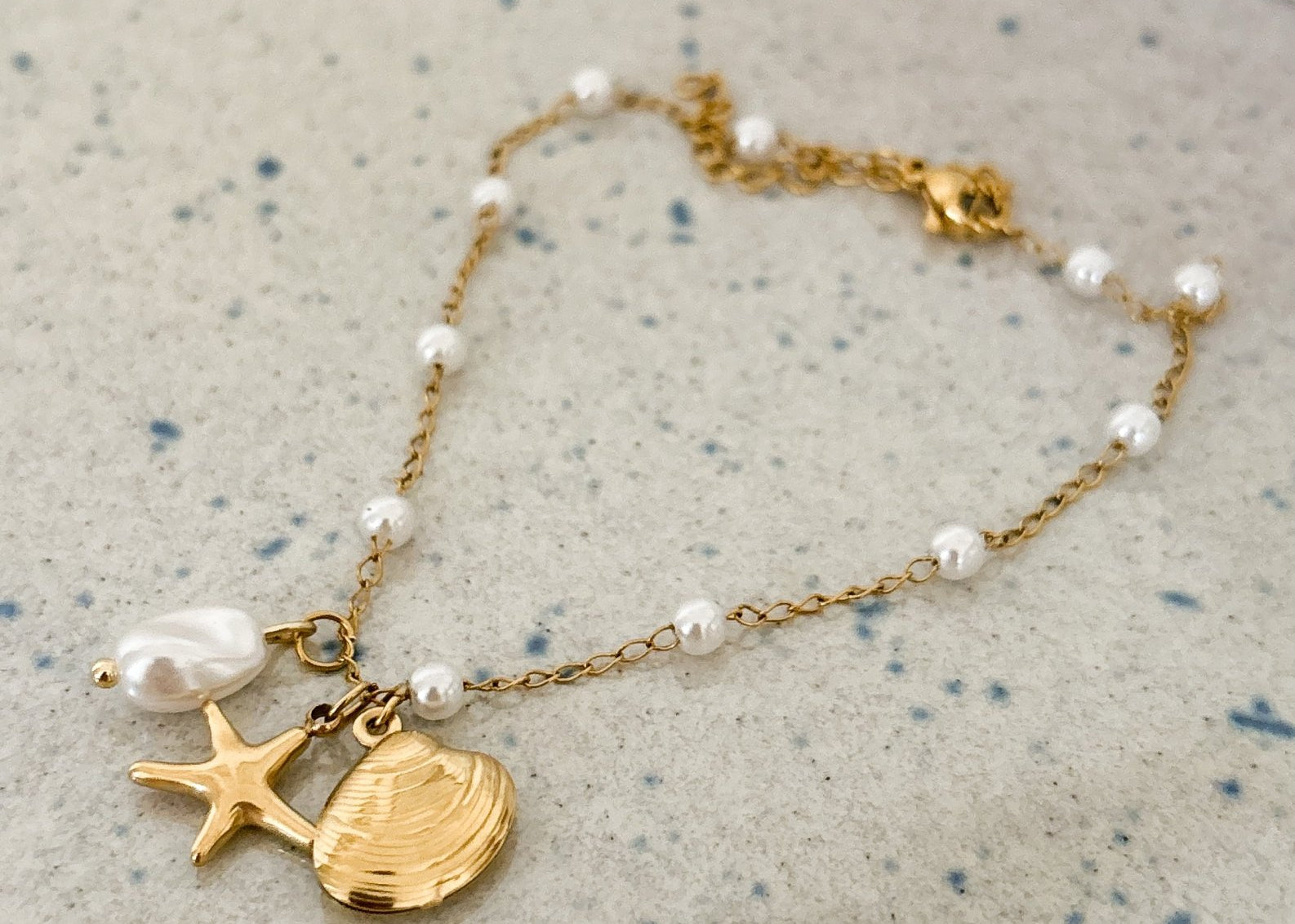 Starfish And Seashell Anklet 18K Gold Plated Steel - Love and Lee Apparel