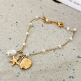 Starfish And Seashell Anklet 18K Gold Plated Steel - Love and Lee Apparel