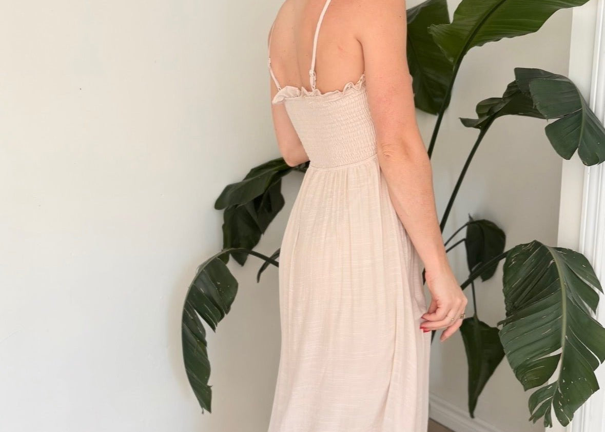 Lacey Smocking Lace Ruffled A-line Flowy Dress - Love and Lee Apparel