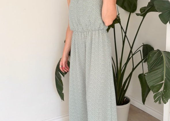 The Winnie Dotted Maxi Dress in Sage - Love and Lee Apparel