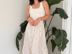 The Maxime Floral Embroidery Clip Dot Pattern Midi Skirt - Love and Lee Apparel