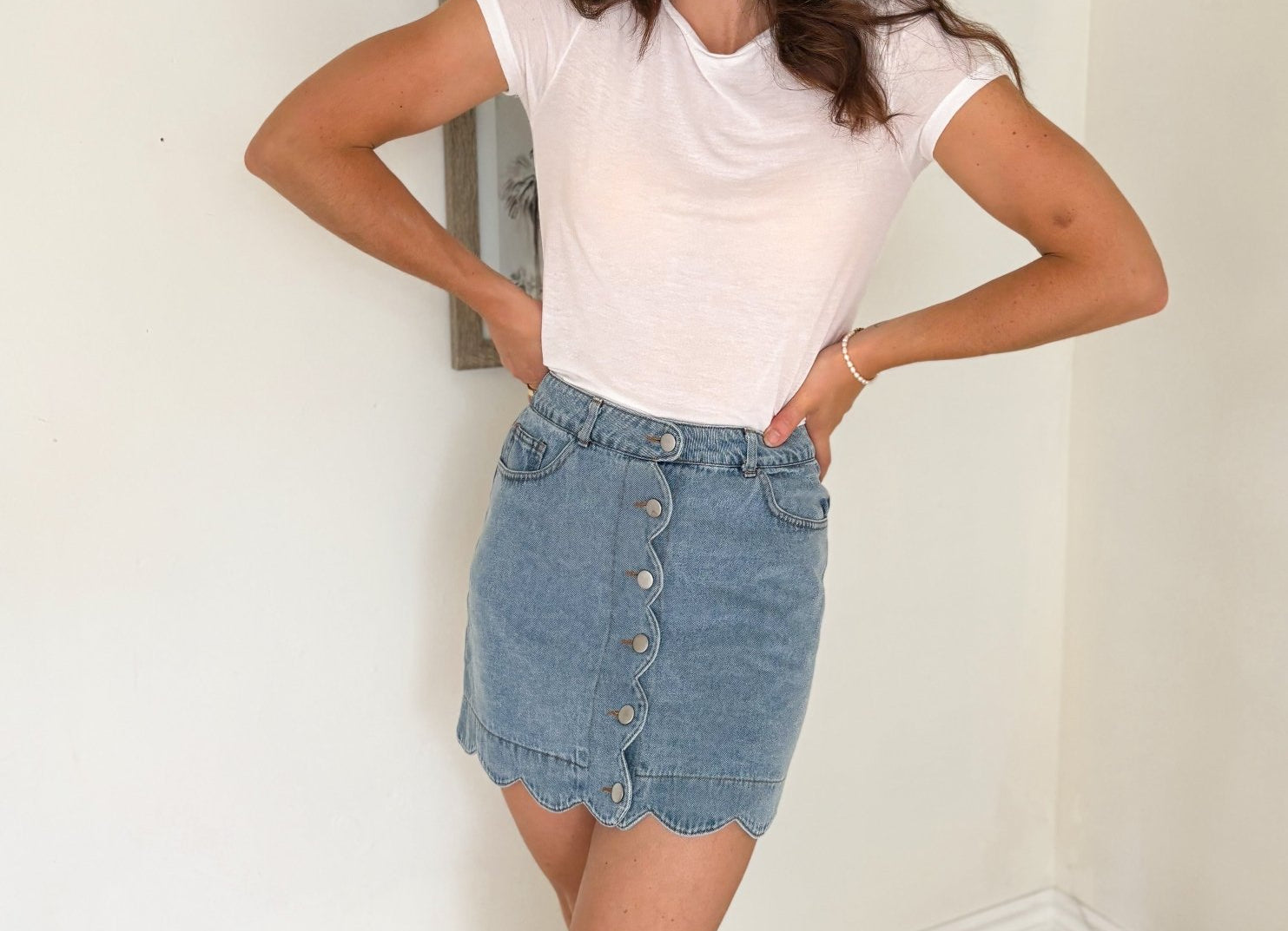 Picking Petals High Waisted Button Down Denim Skirt - Love and Lee Apparel