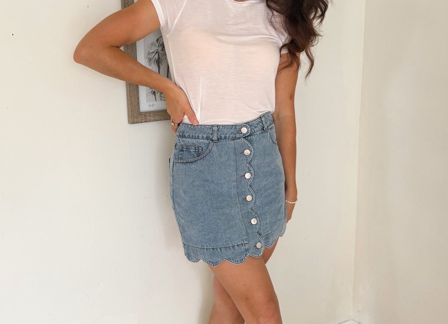Picking Petals High Waisted Button Down Denim Skirt - Love and Lee Apparel