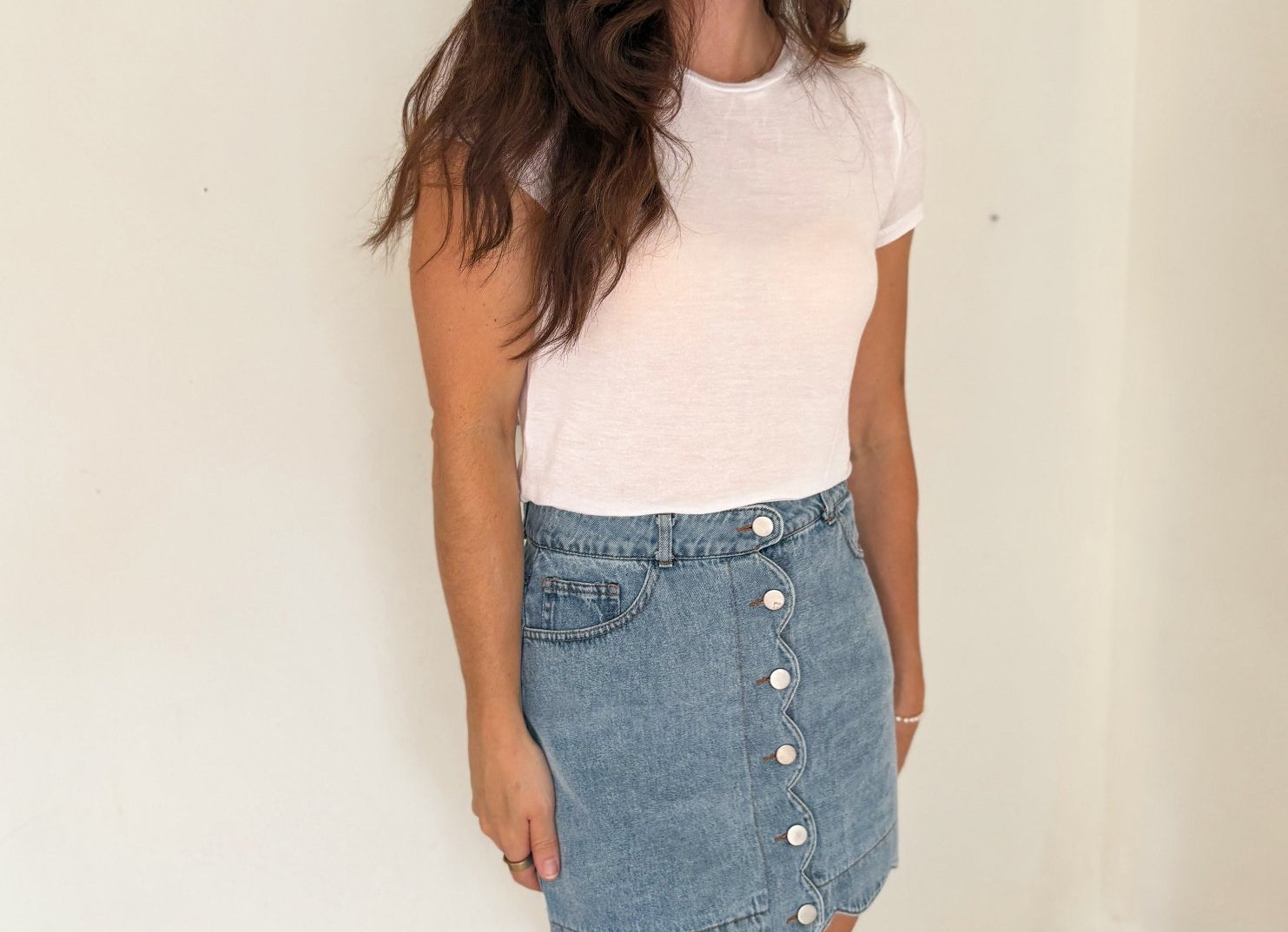 Picking Petals High Waisted Button Down Denim Skirt - Love and Lee Apparel