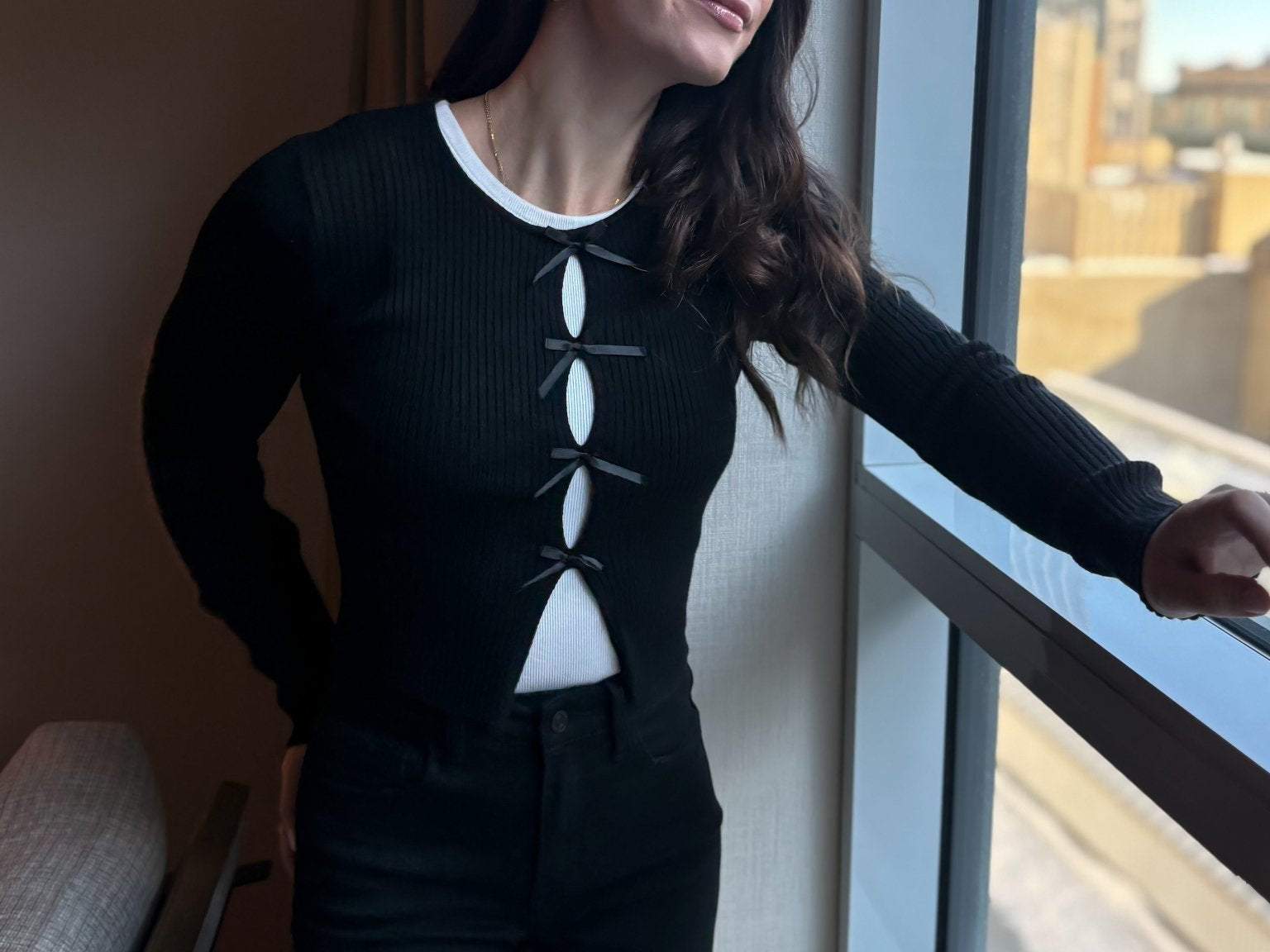 Chelsea Bow Detail Cardigan - Love and Lee Apparel