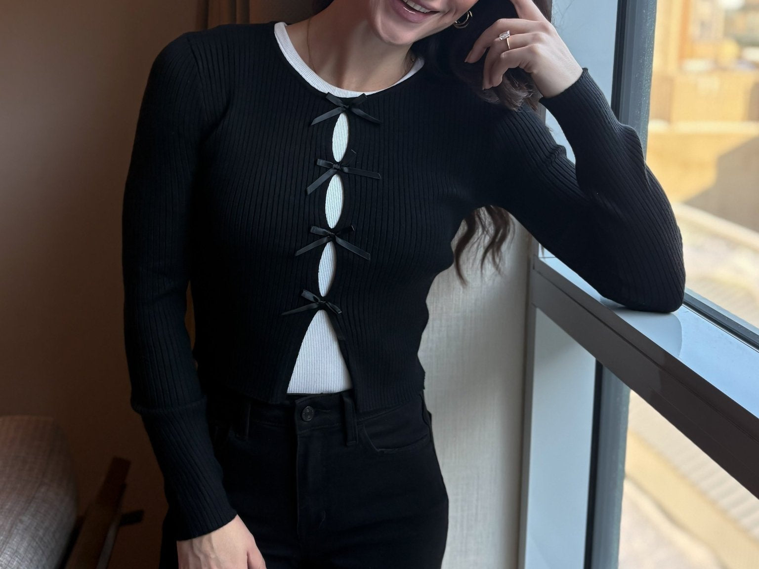 Chelsea Bow Detail Cardigan - Love and Lee Apparel