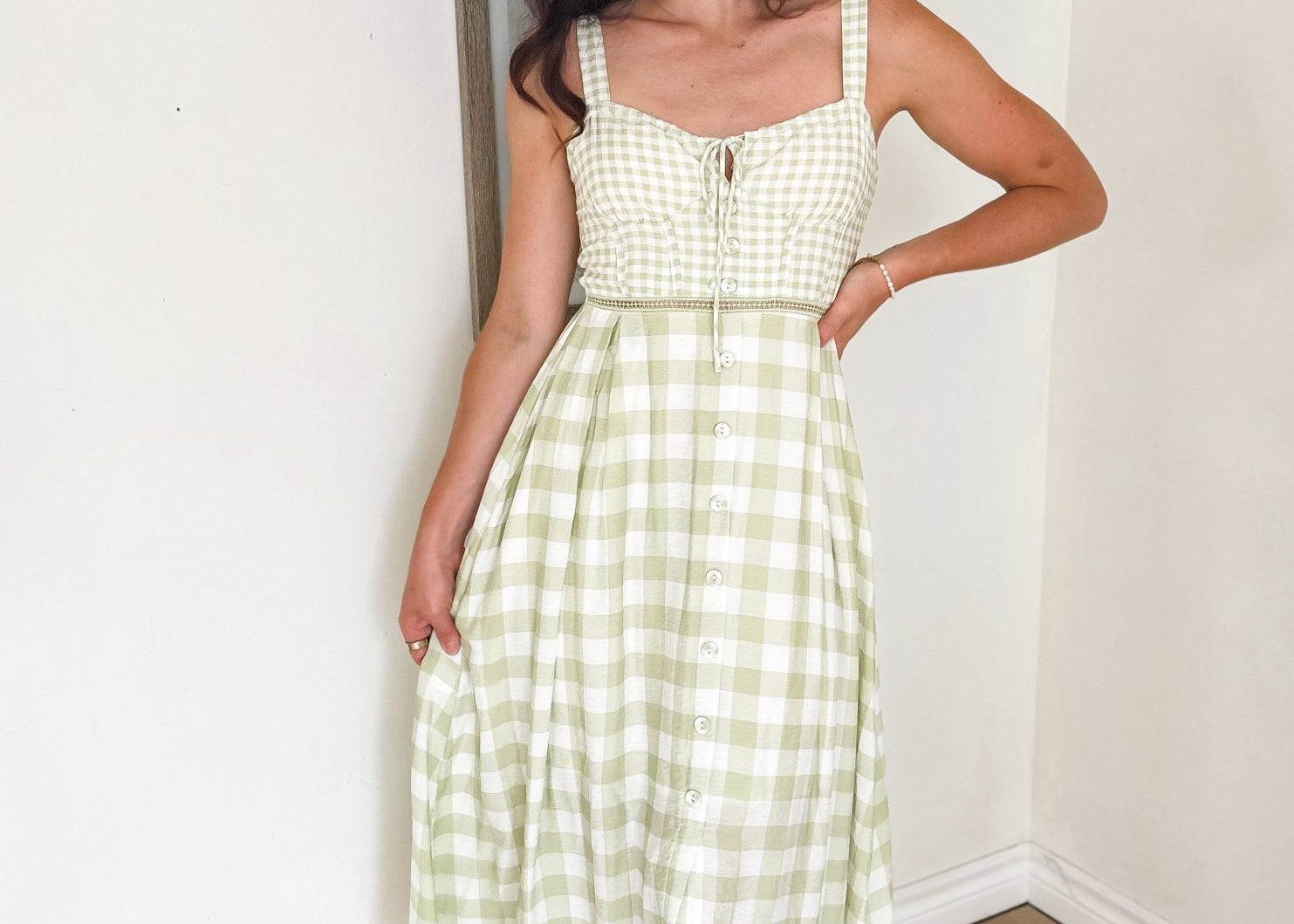 Daydreamer Gingham Midi Dress - Love and Lee Apparel