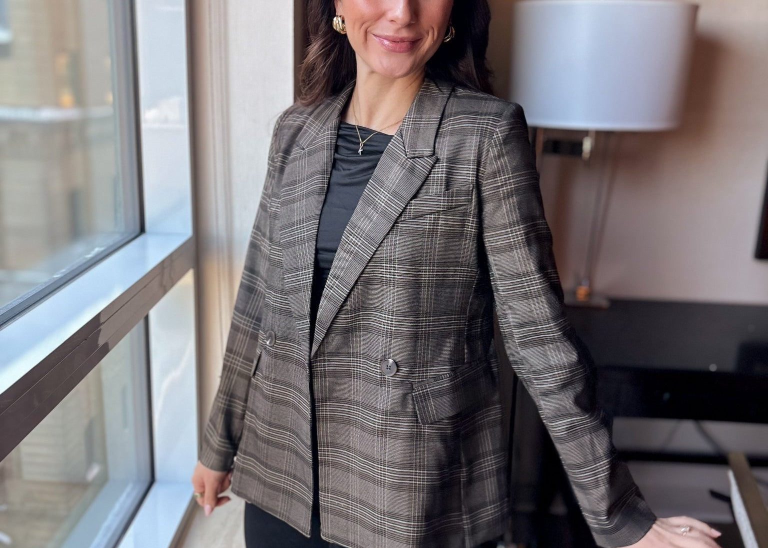 Charlene Plaid Double Breasted Blazer - Love and Lee Apparel