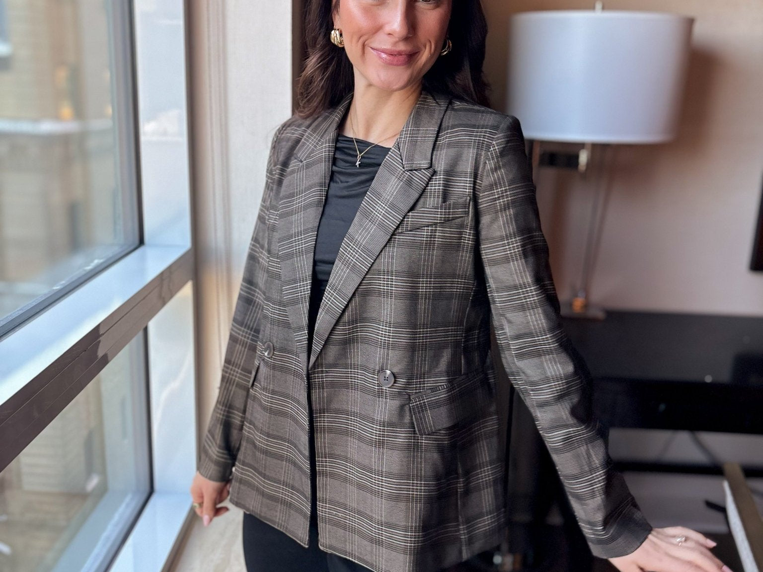 Charlene Plaid Double Breasted Blazer - Love and Lee Apparel