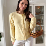 The Sarafina Round Neck Button Up Cardigan in Yellow - Love and Lee Apparel