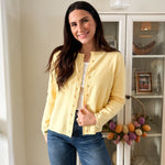 The Sarafina Round Neck Button Up Cardigan in Yellow - Love and Lee Apparel