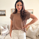 The Kennedy Ribbed Crew Neck Short Cuff Sleeve Knit Top - Love and Lee Apparel