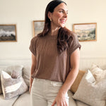 The Kennedy Ribbed Crew Neck Short Cuff Sleeve Knit Top - Love and Lee Apparel