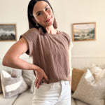 The Kennedy Ribbed Crew Neck Short Cuff Sleeve Knit Top - Love and Lee Apparel