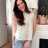 The Raelynn Ribbon Bow Pattern Ruffle Trim Sleeveless Top - Love and Lee Apparel