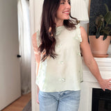 The Raelynn Ribbon Bow Pattern Ruffle Trim Sleeveless Top - Love and Lee Apparel