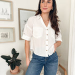 The Ross Collared V Neck Button Down Tab Sleeve Shirt - Love and Lee Apparel