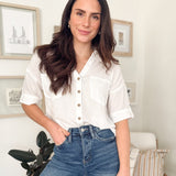 The Ross Collared V Neck Button Down Tab Sleeve Shirt - Love and Lee Apparel