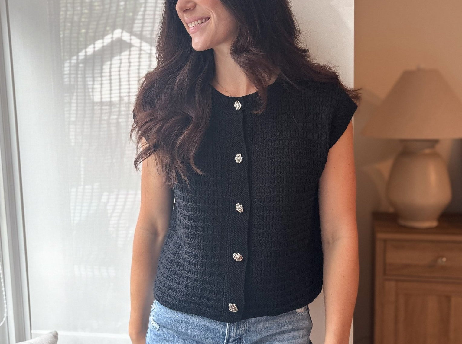 The Millie Button Hardware Detail Short Sleeve Knit Cardigan - Love and Lee Apparel