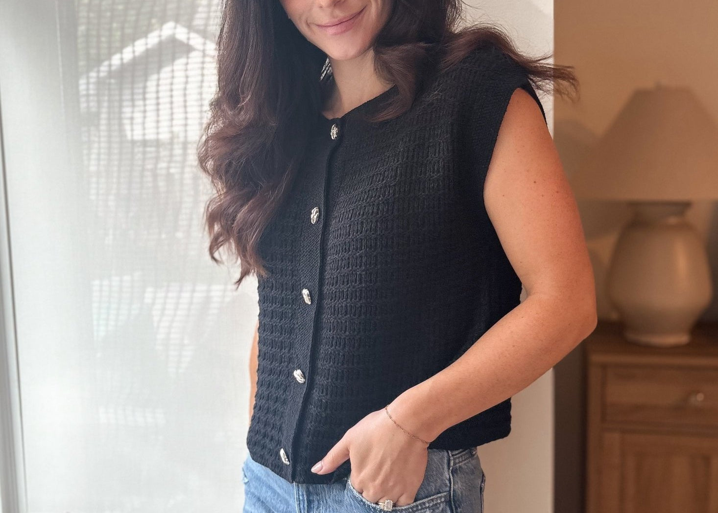 The Millie Button Hardware Detail Short Sleeve Knit Cardigan - Love and Lee Apparel