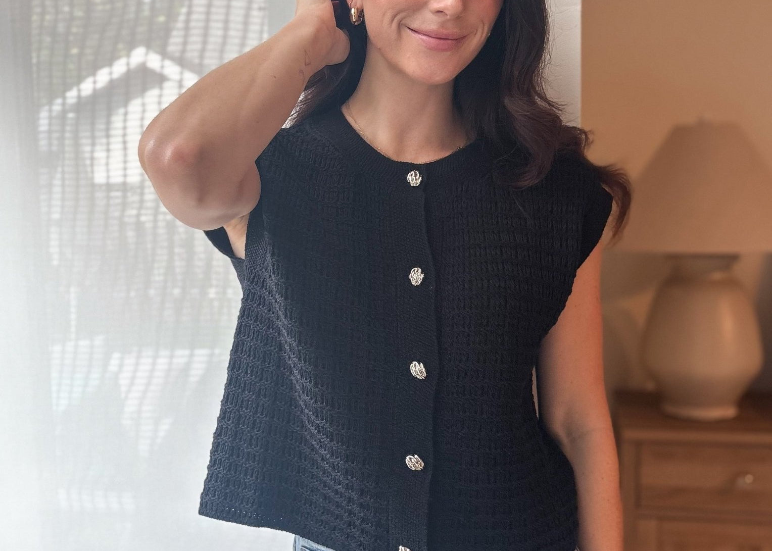 The Millie Button Hardware Detail Short Sleeve Knit Cardigan - Love and Lee Apparel