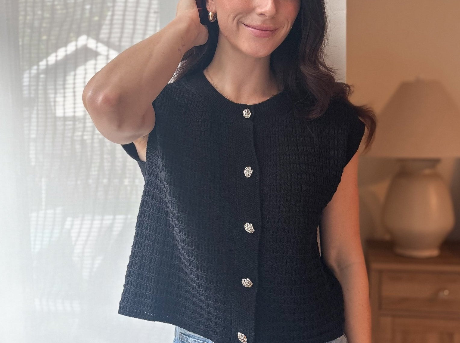 The Millie Button Hardware Detail Short Sleeve Knit Cardigan - Love and Lee Apparel