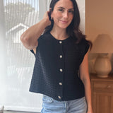 The Millie Button Hardware Detail Short Sleeve Knit Cardigan - Love and Lee Apparel