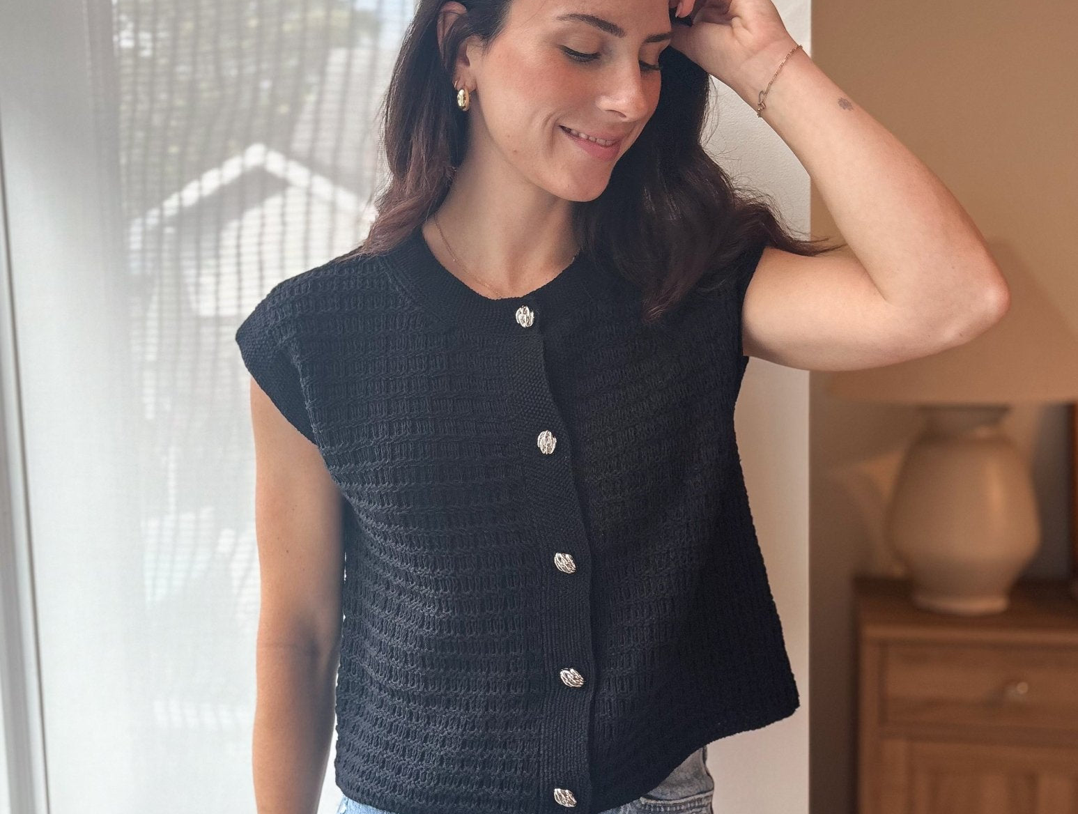 The Millie Button Hardware Detail Short Sleeve Knit Cardigan - Love and Lee Apparel