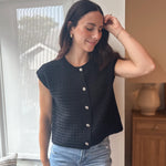 The Millie Button Hardware Detail Short Sleeve Knit Cardigan - Love and Lee Apparel