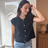 The Millie Button Hardware Detail Short Sleeve Knit Cardigan - Love and Lee Apparel